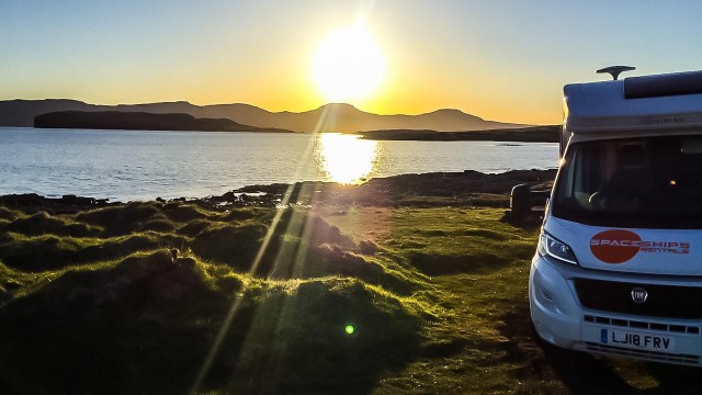 Motorhome campsite sunset