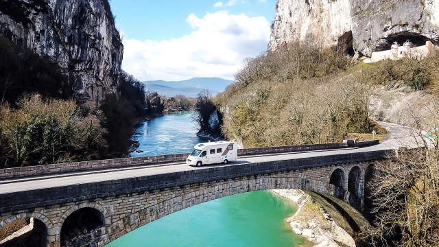Motorhome road trip bridge