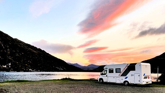 Sunset motorhome road trip
