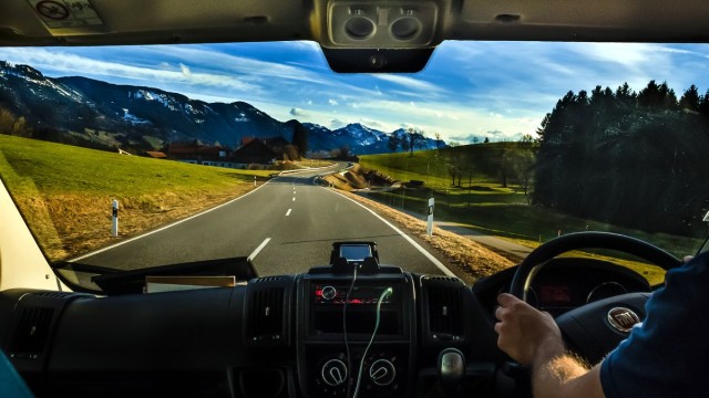 Europe road trip driver view