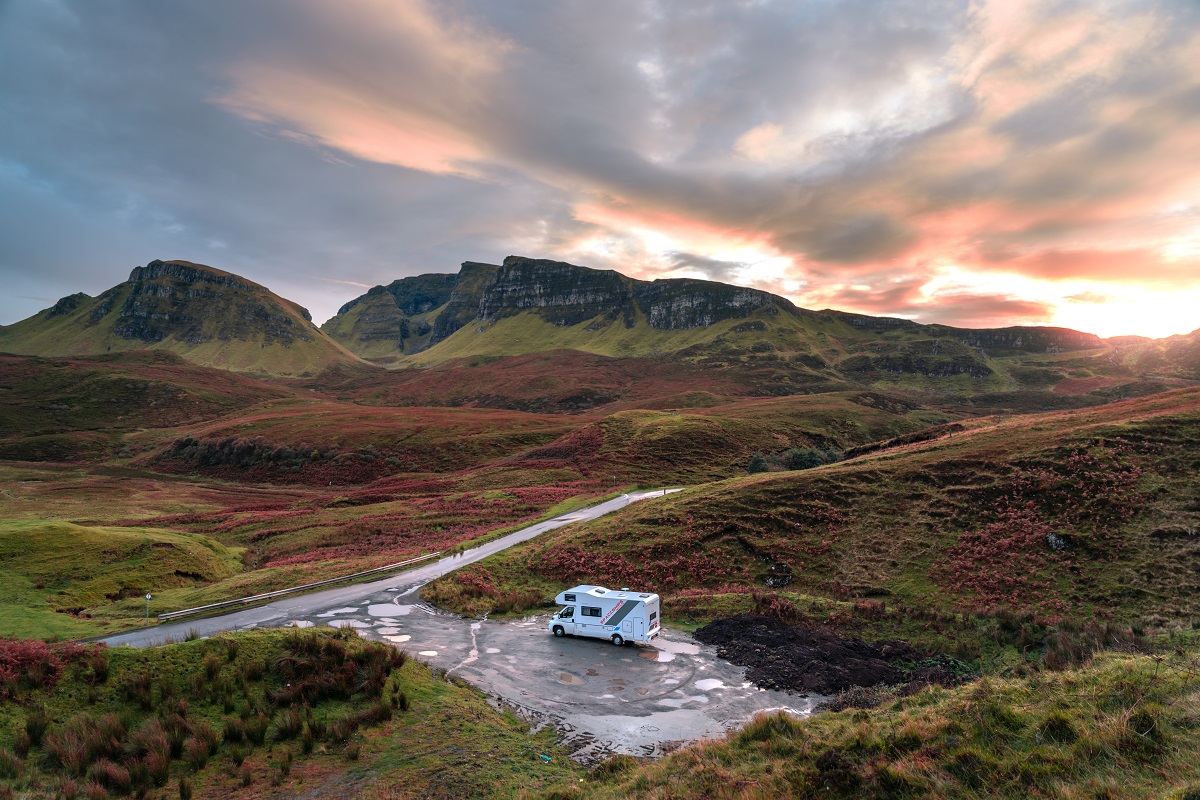 A Spaceships motorhome in the Scottish Highlands