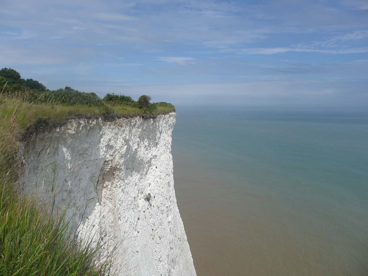 The famous White Cliffs of Dover: the tallest white cliffs in England