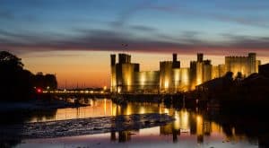 Caernarfon Castle at night
