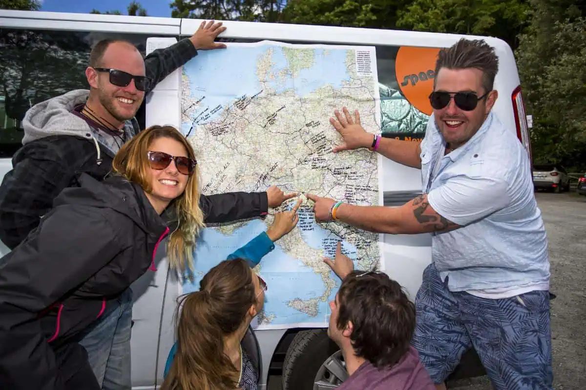 Travellers planning their road trip