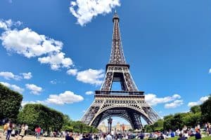 Eiffel Tower photographed from below so it can be seen in all its glory